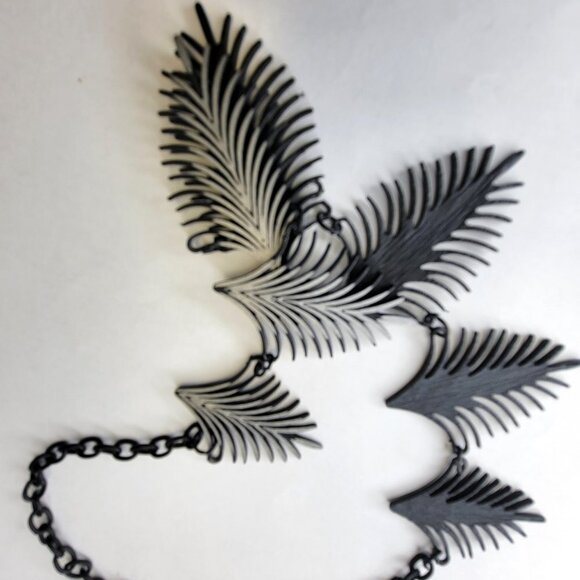 Black and White Spike Pendant or Leaf Motif Necklace - Picture 8 of 16